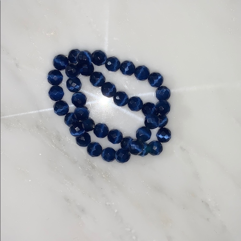 Natural Blue Lapis Stretch Bracelets - Picture 1 of 2